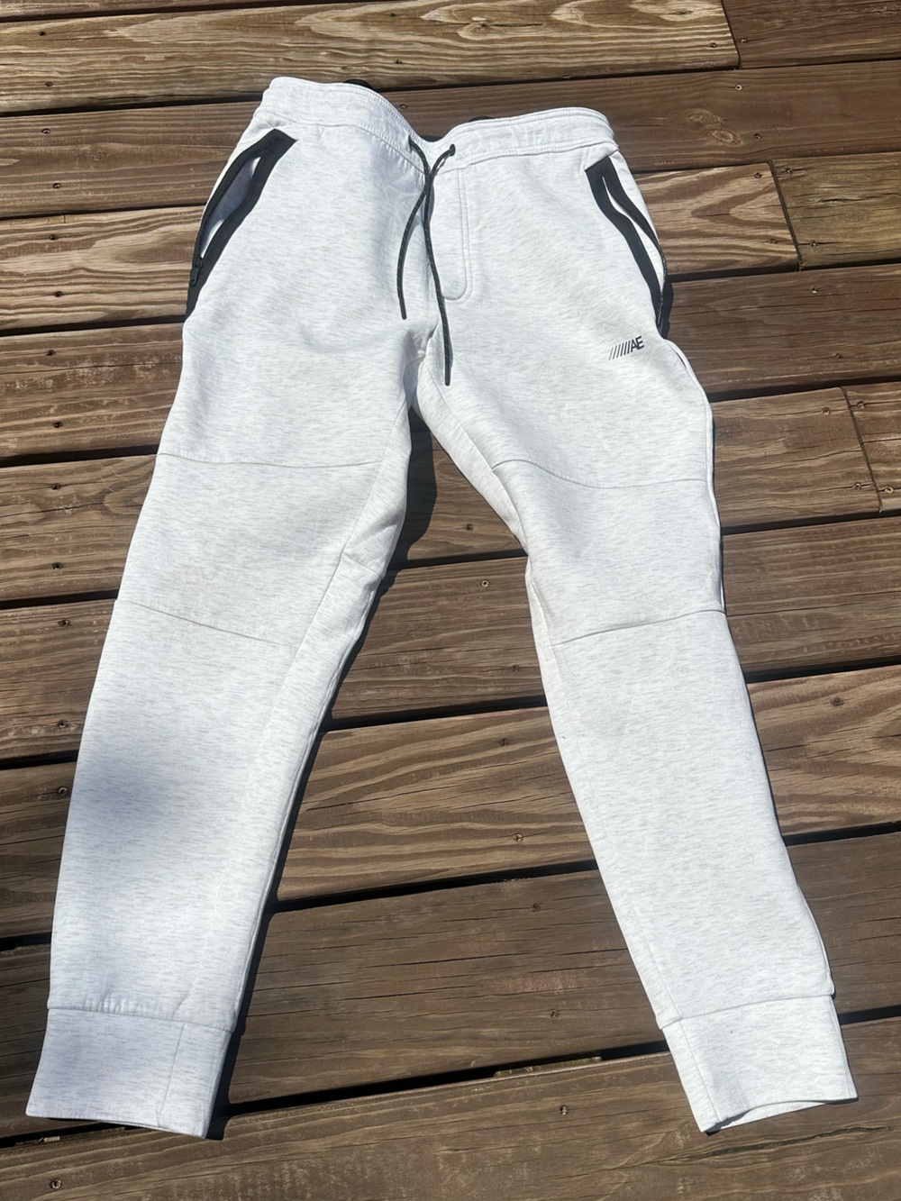 American Eagle Outfitters Light Gray Sweatpants with Black Trim